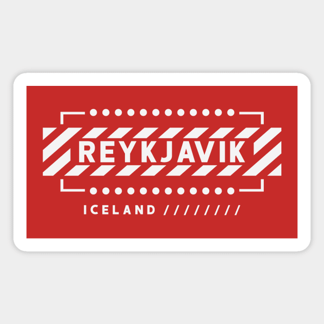 Retro Reykjavik Iceland Word Art Vintage Artwork Magnet by Now Boarding